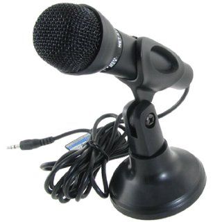 Black 3.5mm Plug Mic Microphone w Holder for Network KTV Computers & Accessories