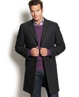 Nautica Coat, Charcoal Herringbone Wool Blend Overcoat   Coats & Jackets   Men