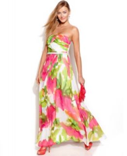 Lauren Ralph Lauren Strapless Floral Print Gown   Dresses   Women