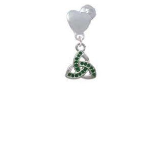 Small 2 D Green Trinity Knot Nurse Hat Heart Charm Bead Dangle Jewelry
