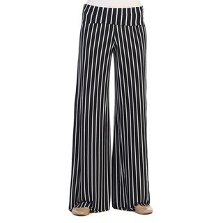 Women's Black and White Stripped Palazzo Pants Casual Pants