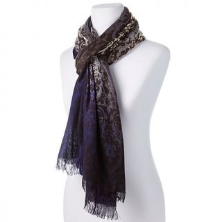 Vince Camuto Scroll Print Ombré Scarf with Fringe Trim