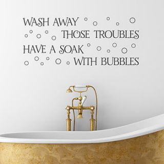 'soak with bubbles' bathroom wall sticker by making statements