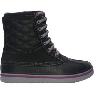 Women's Crocs Allcast Leather Duck Boot Black/Light Grey Crocs Boots