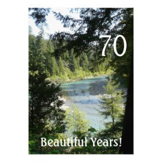70 Beautiful Years Birthday+Woodland Lake Custom Invite