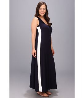 Karen Kane Plus Plus Size Side Insert Maxi Dress Navy/White