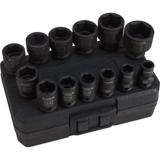 Klutch Chrome Moly 1/2in.-Drive Impact Socket Set — 13-Pc., SAE  1/2in. Drive Sets