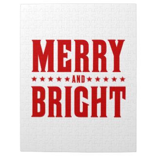 Merry and Bright Letterpress Style No. 507 Jigsaw Puzzles