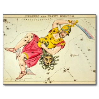 Vintage Astronomy Star Chart ~ Perseus & Medusa Postcard