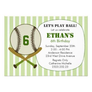 Let's Play Ball Baseball Birthday Party Invite