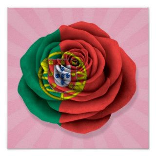 Portuguese Rose Flag on Pink Poster