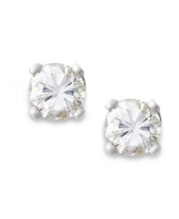 10k White Gold Earrings, Round Cut Diamond Accent Stud Earrings   Earrings   Jewelry & Watches