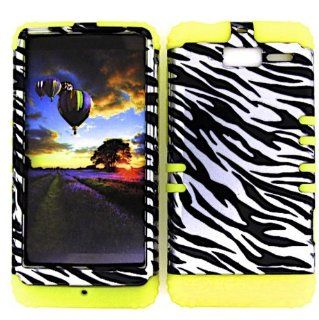 3 IN 1 HYBRID SILICONE COVER FOR MOTOROLA DROID RAZR M VERIZON WIRELESS HARD CASE SOFT YELLOW RUBBER SKIN ZEBRA YE TP206 S XT907 KOOL KASE ROCKER CELL PHONE ACCESSORY EXCLUSIVE BY MANDMWIRELESS Cell Phones & Accessories