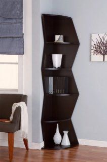 Enitial Lab Toren 5 Shelf Corner Display Stand/Bookcase, Cappuccino   Bookcase Ladders