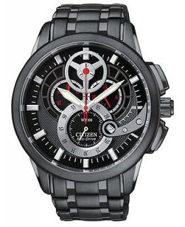 Citizen Mens Chronograph Eco Drive Black Plated Stainless Steel Bracelet Watch 44mm AT2065 59E   Watches   Jewelry & Watches