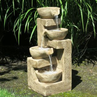Resin and Fiberglass Flowing Tiered Bowl Fountain