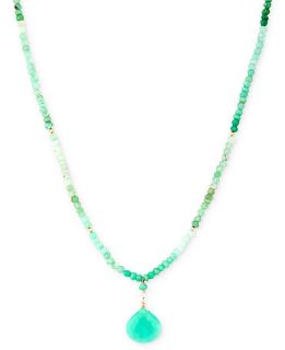 14k Gold Necklace, Chrysoprase Beaded Drop Necklace (36 ct. t.w.)   Necklaces   Jewelry & Watches