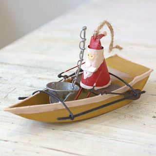 'father christmas in fishing boat' decoration by ella james