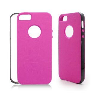 Aimo Wireless IPH5PCTPU205 Hybrid Sensual Gummy PC/TPU Slim Protective Case for iPhone 5   Retail Packaging   Black/Hot Pink Cell Phones & Accessories