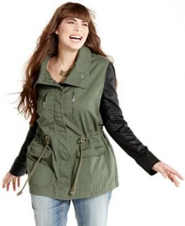 American Rag Plus Size Jacket, Faux Leather Sleeve Anorak   Jackets & Blazers   Plus Sizes