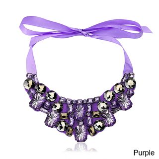 Riccova Pewter Plastic Bead Ribbon Bib Necklace RICCOVA Fashion Necklaces