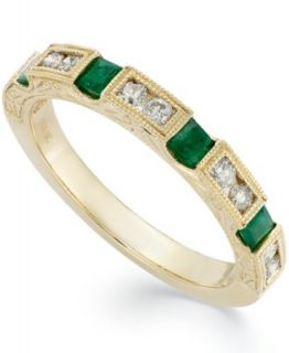 14k Gold Emerald (1/3 ct. t.w.) and Diamond (1/5 ct. t.w.) Alternating Ring   Rings   Jewelry & Watches