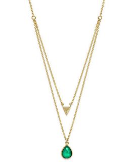 Studio Silver 18k Gold over Sterling Silver Green Agate and Arrowhead Charm Necklace (2 1/4 ct. t.w.)   Necklaces   Jewelry & Watches