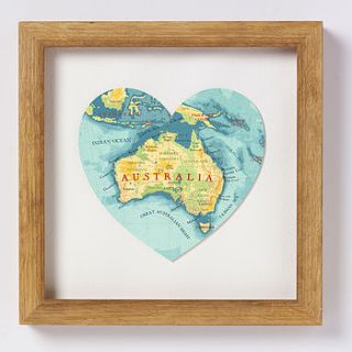 australia map heart print by bombus off the peg
