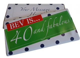 40 and fabulous personalised chocolate bar by tailored chocolates and gifts