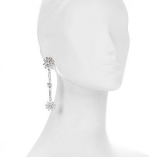 Margaret Rowe L.A. Deco Style Crystal Baguette Silvertone Drop Earrings