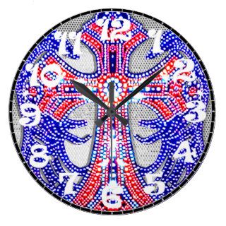 Bling, Red, White and Blue Angle Wings & Cross Wall Clocks