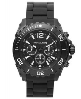 Michael Kors Mens Chronograph Drake Black Silicone Wrapped Stainless Steel Bracelet Watch 47mm MK8211   Watches   Jewelry & Watches