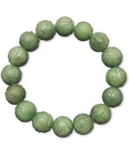 Jade Bracelet, Carved Bead Stretch Bracelet (11 12mm)   Bracelets   Jewelry & Watches
