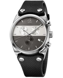 Calvin Klein Watch, Mens Swiss Chronograph Eager Black Textile Strap 45mm K4B371B3   Watches   Jewelry & Watches