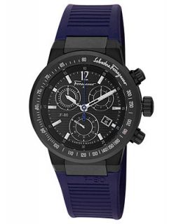 Ferragamo Watch, Mens Swiss Chronograph F 80 Blue Rubber Strap 44mm F55LCQ6809 SR04   Watches   Jewelry & Watches