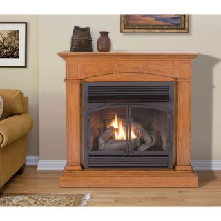 ProCom Dual Fuel Vent-Free Fireplace with Corner Conversion Kit — 32,000 BTU, Medium Oak Veneer, Model# FBD400RTCC-M-MO