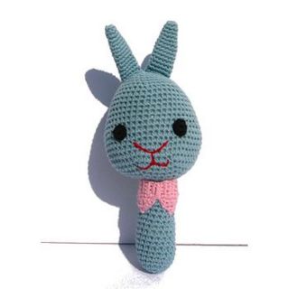 blue bunny hand rattle by lindenfrench