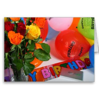 Flowers and Balloons Birthday Card