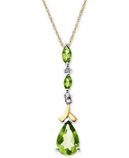 14k Gold and Sterling Silver Necklace, Peridot (1 5/8 ct. t.w.) and Diamond Accent Drop   Necklaces   Jewelry & Watches