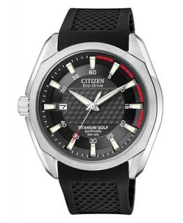 Citizen Mens Titanium Golf Black Rubber Strap Watch 43mm BM7120 01E   Watches   Jewelry & Watches