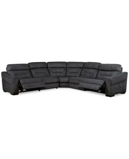 Alton Fabric 5 Piece Power Reclining Sectional Sofa (2 Armless Chairs, Corner, and 2 Power Motion Recliners) 122W x 122D x 38H   Furniture