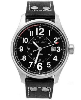 Hamilton Watch, Mens Swiss Automatic Khaki Officer Black Leather Strap 44mm H70615733   Watches   Jewelry & Watches