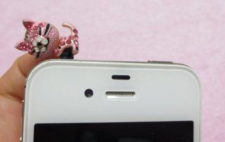 *DEFECTIVE* Pink Rhinestone Cat Ear Cap Dust Plug for Iphone 5, Iphone 4, Iphone 4s, Ipad Galaxy S Cell Phones and s Universal 3.5mm Headphone Anti Dust Plug Cell Phones & Accessories