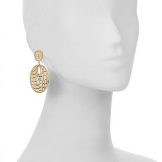 Daniela Swaebe Fashion Jewelry "Croco Moderne" Metal Drop Earrings