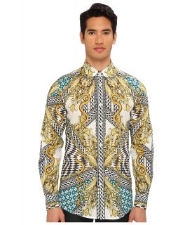 Just Cavalli Miami Groove Print L/S Button Up Mens Long Sleeve Button Up (White)