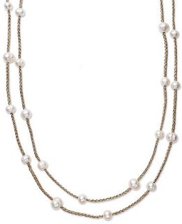 Pearl Necklace, 64 Gold Tone Thread and Cultured Freshwater Pearl Necklace (8 10mm)   Necklaces   Jewelry & Watches