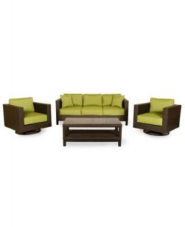 Belize Outdoor 6 Piece Seating Set 1 Sofa, 2 Swivel Chairs, 1 Coffee Table and 2 Ottomans   Furniture
