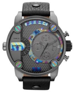 Diesel Watch, Chronograph Black Leather Strap 65x75mm DZ7193   Watches   Jewelry & Watches