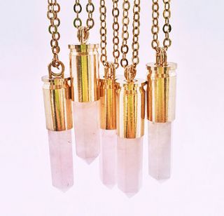 rose quartz gold bullet pendant necklace by staxx