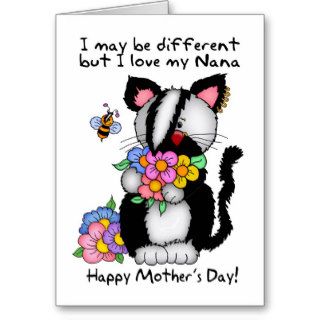 Nana Mother's Day Card   Punk/Rock/Emo Cat And Bee